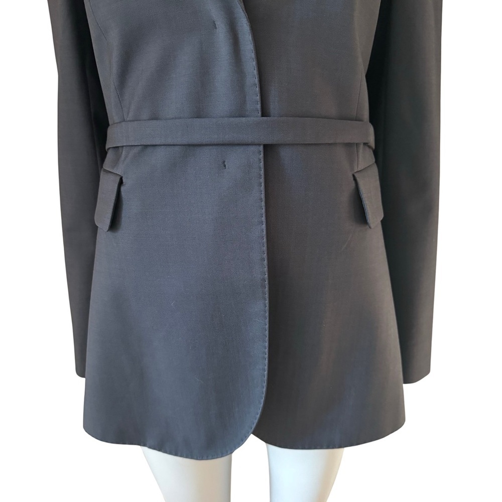 MARLOWE Made in Italy Wool Tailored Belted Blazer Blue Career Professional 42/8 - Picture 6 of 16